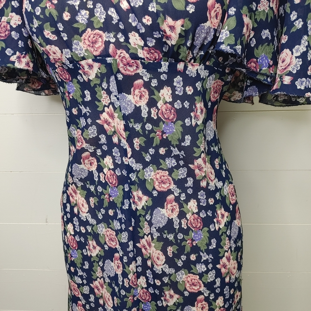 Vintage floral midi/maxi dress dress size S - Picture 4 of 11